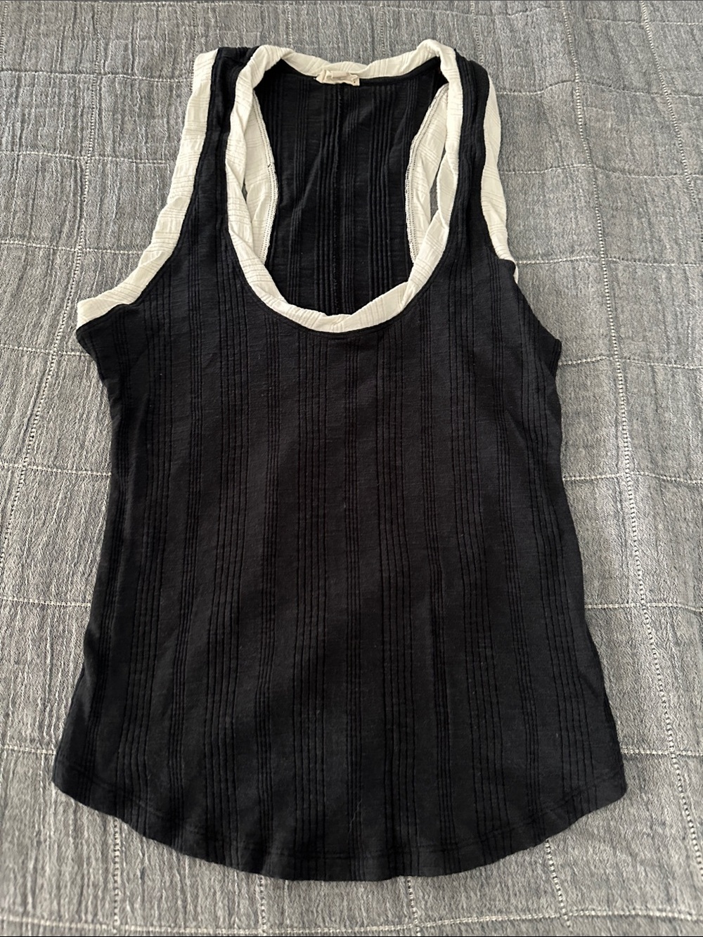 Women's Black Tank Top with White Trim by Pilcro
